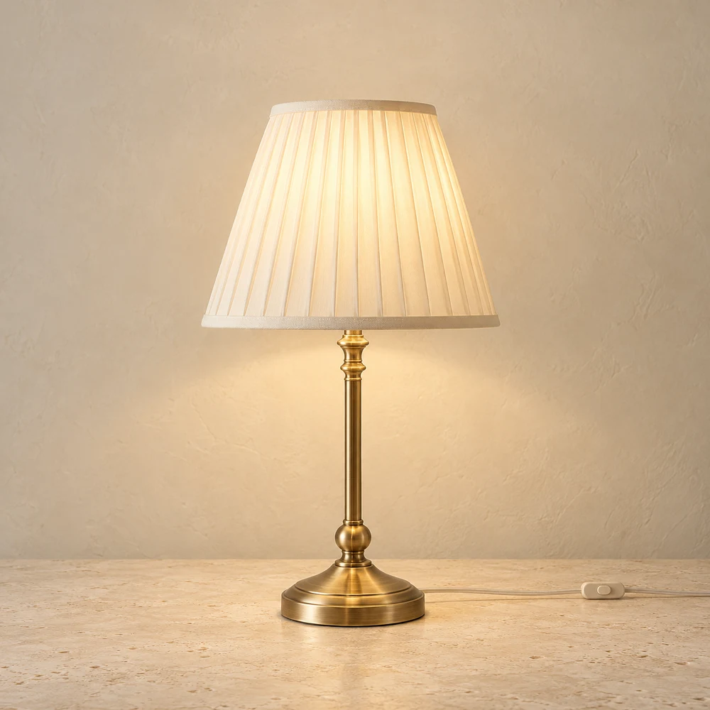 Aurelia Pleated Table Lamp — Antique Brass / Ivory