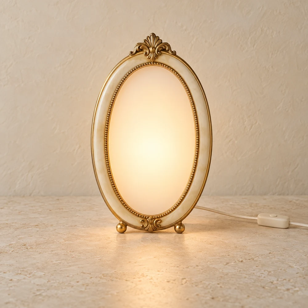 Cameo Oval Night Light — Ivory / Antique Gold