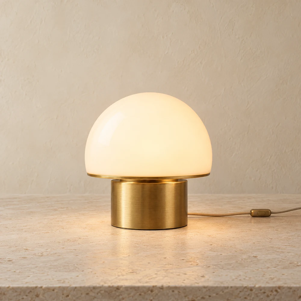 Pearl Dome Night Light — Opal / Antique Brass