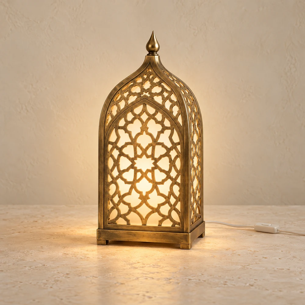 Arabesque Arch Night Light — Antique Brass