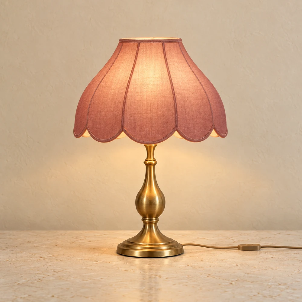 Rosalie Scalloped Table Lamp — Rose / Antique Brass