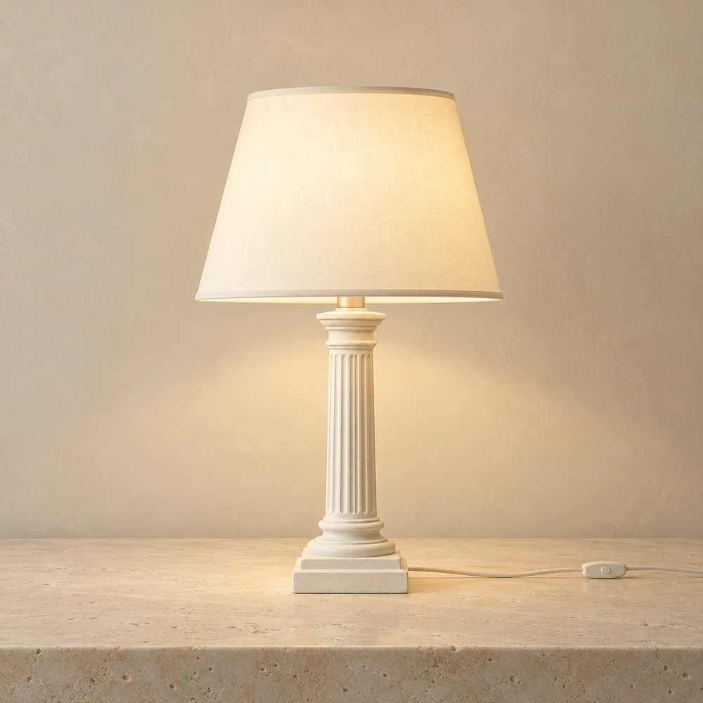 Florentine Column Table Lamp — Chalk / Ivory