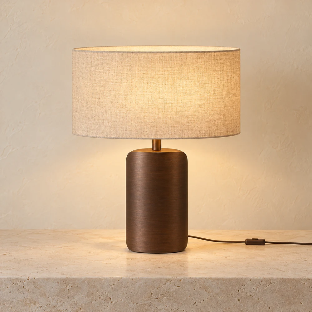 Marceau Oval Table Lamp — Oatmeal / Walnut
