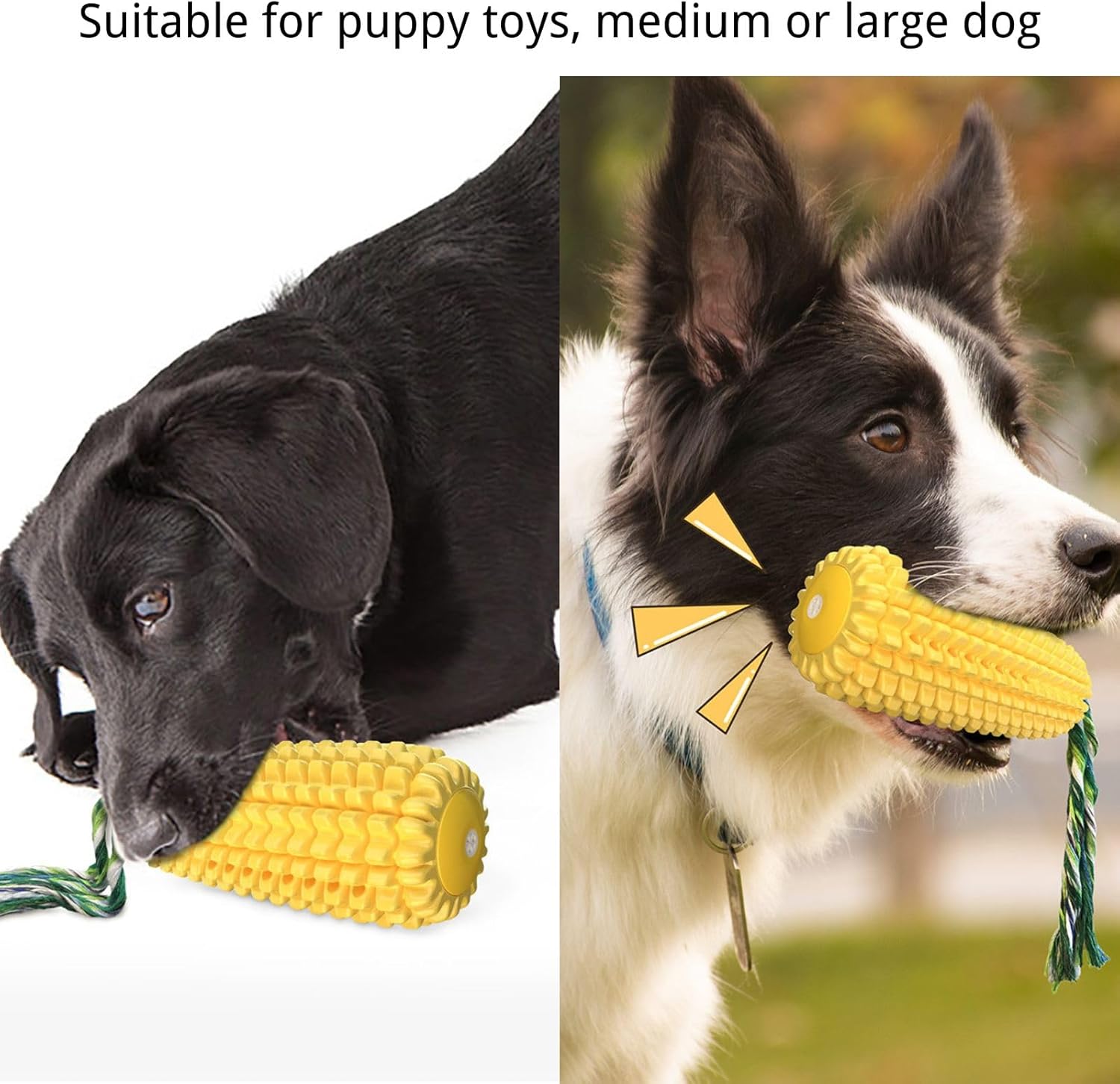 Dog Chew Toys for Aggressive Chewers,Corn Interactive Squeaky Dog Toys for Puppy Medium Breed,Tough Rubber Dental Chew Dog Toys